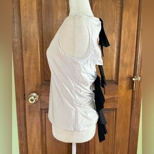 INTERMIX White and Black Side-Tie Top